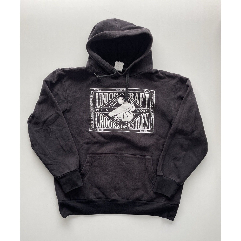 CROOKS & CASTLES Pullover Hoodie Boys Large Black Union Craft Streetwear Hoody